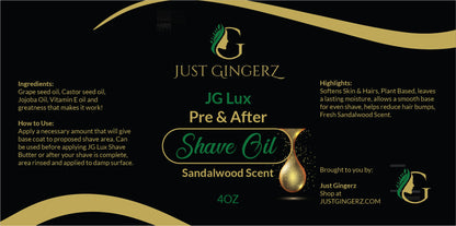 JG Lux Pre & After Shave Oil - Sandalwood Scented