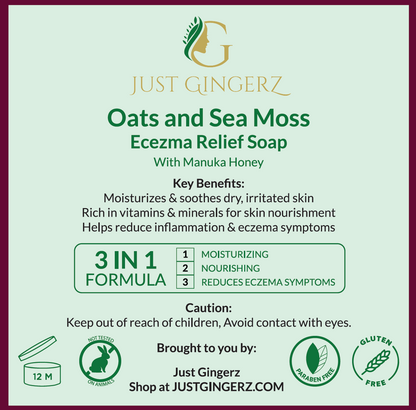 JG Oat and Sea Moss Eczema Relief Soap Bar With Manuka Honey